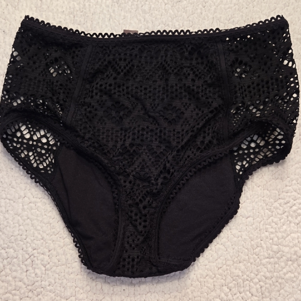 Adore Me Black Lace High Waisted Swim Bottoms